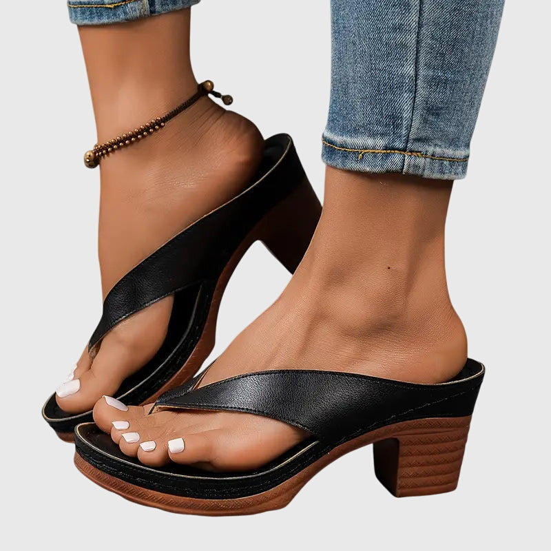 Mujer Orthopaedic Sandalias con Mid Height Heel for Summer