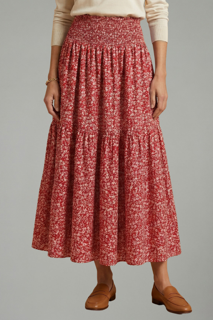 Mujer Falda con Elastic cinturilla y estampado floral