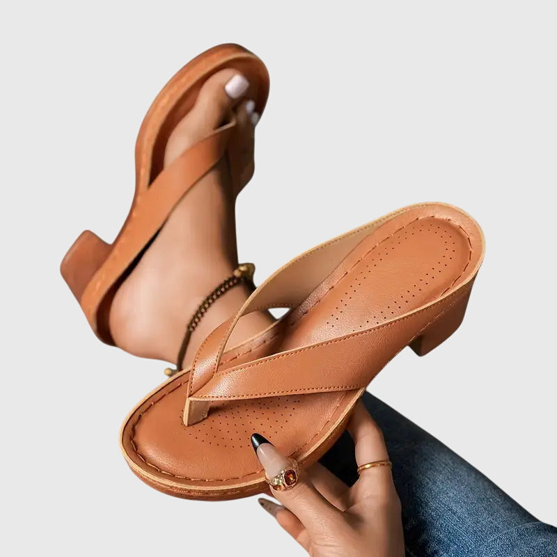 Mujer Orthopaedic Sandalias con Mid Height Heel for Summer