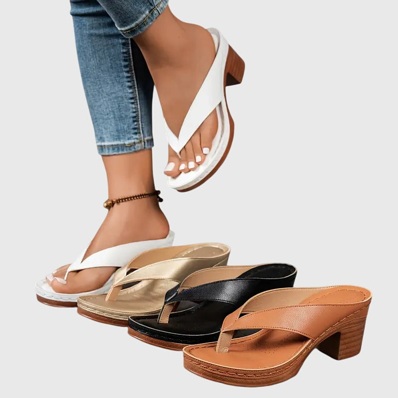 Mujer Orthopaedic Sandalias con Mid Height Heel for Summer