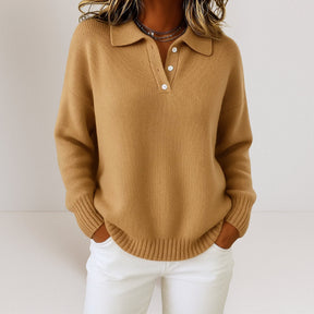 Mujer Collared Polo Jersey con tapeta de botones