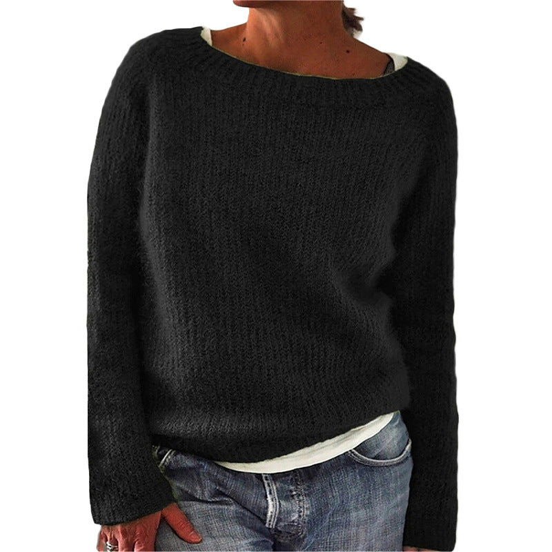 Mujer Boat Neck Jersey con Corte Relajado