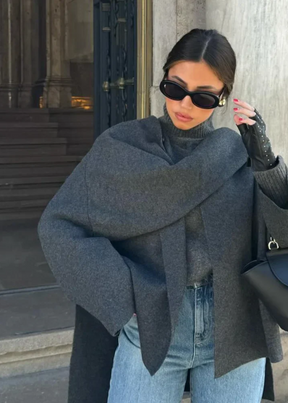 Mujer Capa Abrigo con Integrated Bufanda