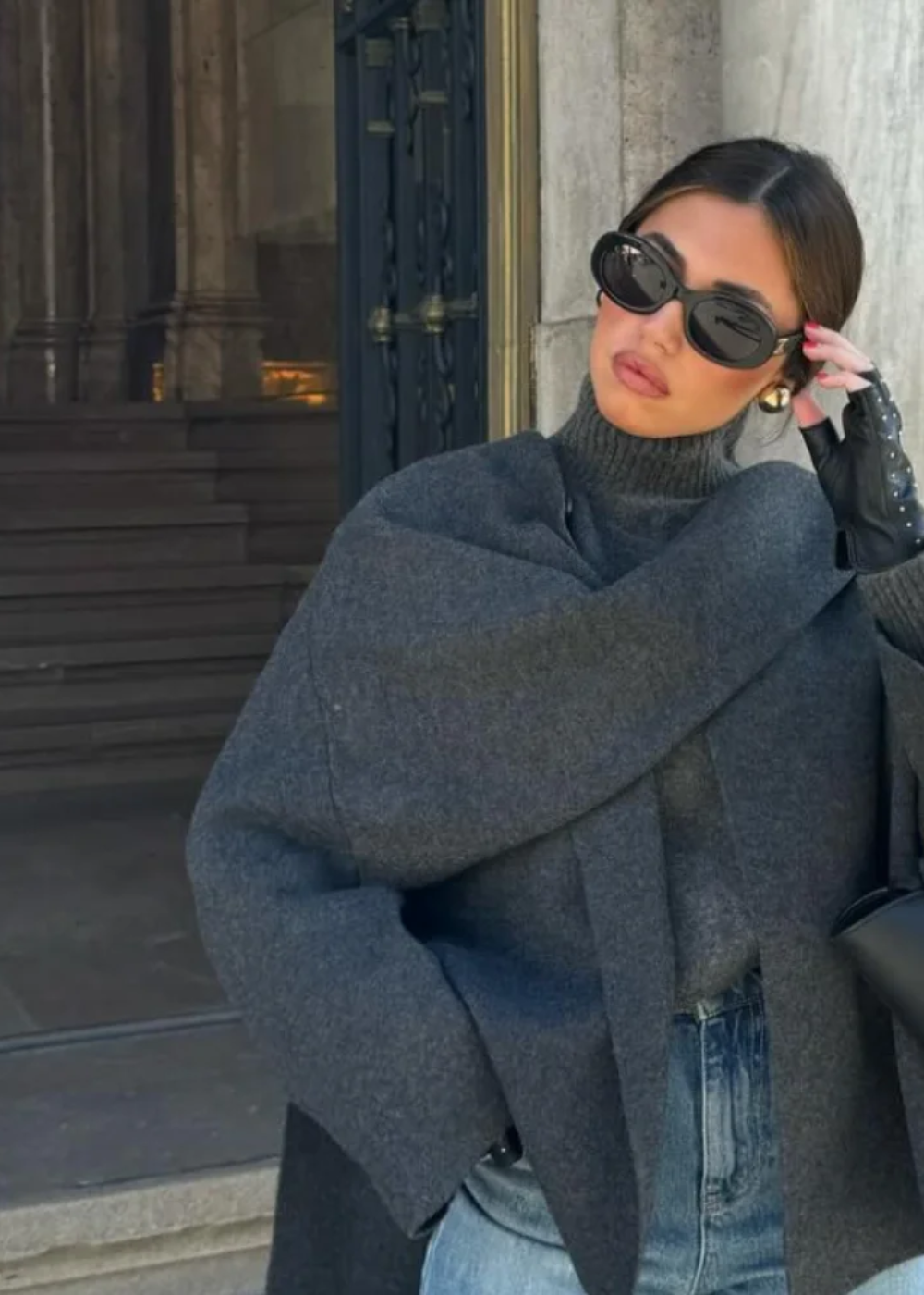 Mujer Capa Abrigo con Integrated Bufanda