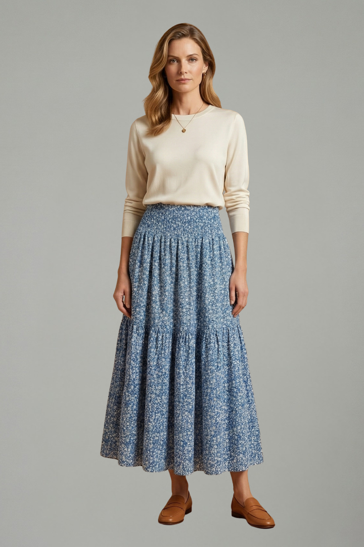 Mujer Falda con Elastic cinturilla y estampado floral