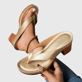 Mujer Orthopaedic Sandalias con Mid Height Heel for Summer