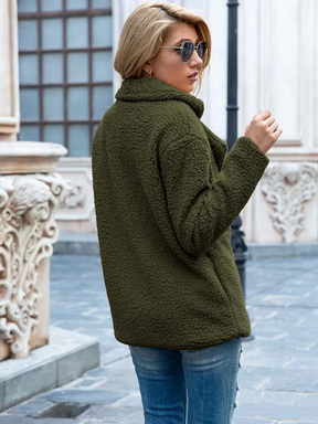 Mujer Teddy blazer con Notched Lapels y cierre frontal de botones