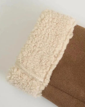 Mujer Shearling-Lined Faux Suede Abrigo con cierre de cremallera