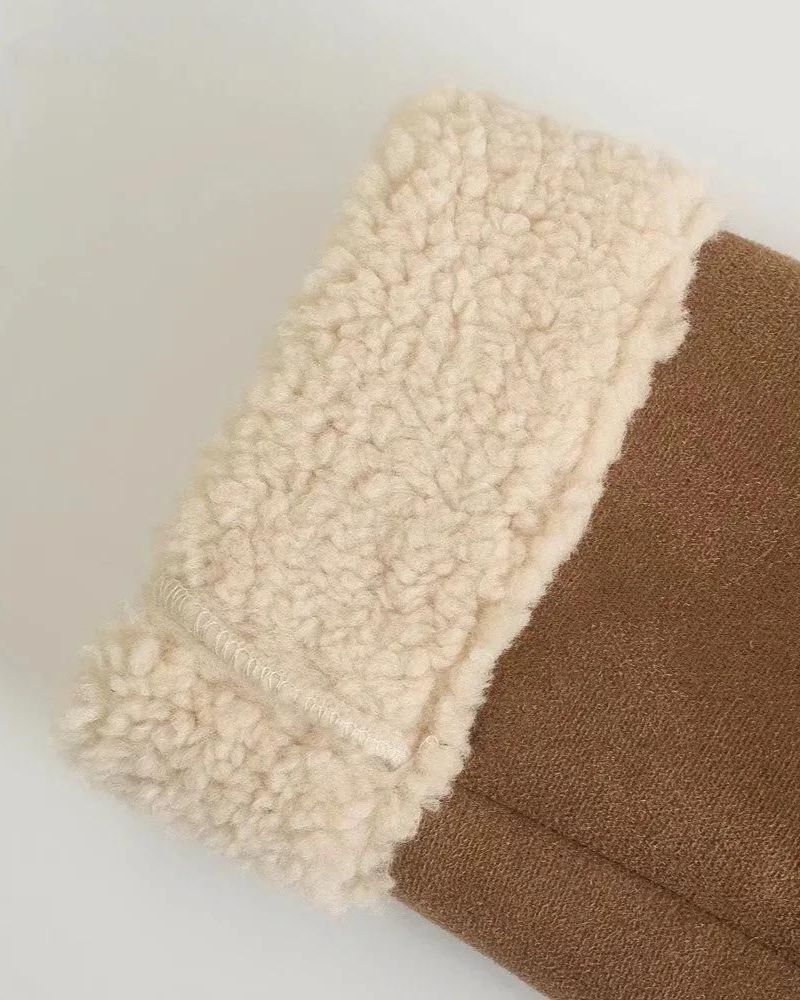 Mujer Shearling-Lined Faux Suede Abrigo con cierre de cremallera