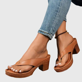 Mujer Orthopaedic Sandalias con Mid Height Heel for Summer
