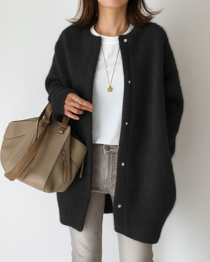 Mujer botón-Front Cárdigan con de Canalé Trim