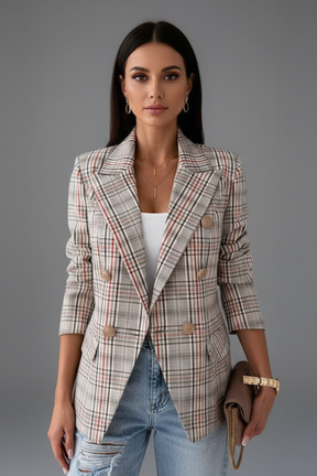 Mujer blazer con Lapels y Texturizado Surface