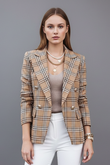 Mujer blazer con Lapels y Texturizado Surface