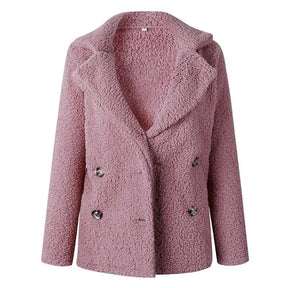 Mujer Oversize Chaqueta Teddy con Notch cuello