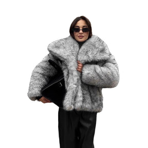Mujer Faux Fur Chaqueta con Oversize cuello