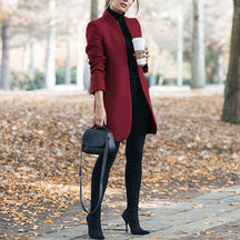 Mujer Largo blazer Abrigo Stand cuello Tailored corte