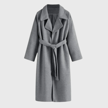 Mujer Cinturóned Wool Wrap Abrigo con Notched cuello