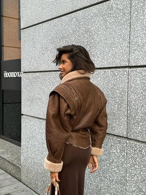Mujer Fur-Lined Cinturóned Abrigo con Shearling Trim