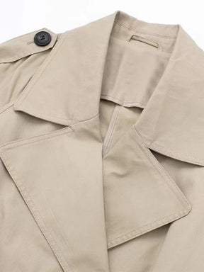 Mujer Cinturóned Largo Gabardina con Cuello Ancho