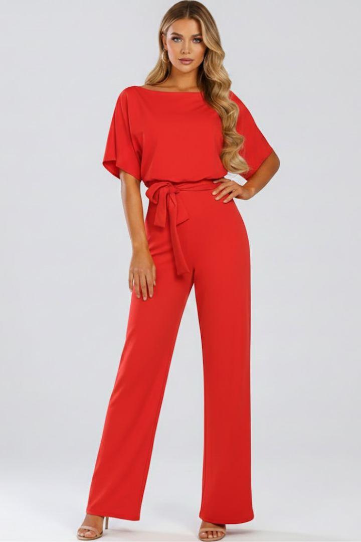 Mujer Jumpsuit con Cinturón y Pierna Anchas