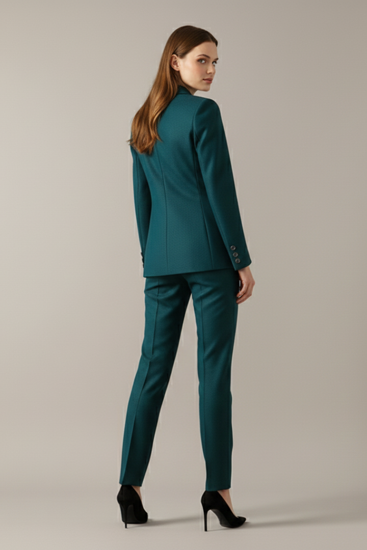 Women blazer conjunto con One botón y Straight Pantalón