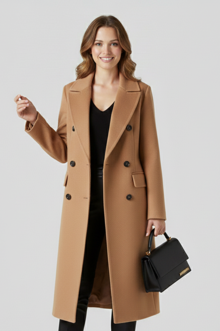 Women Abrigo con Lapel cuello y cierre de botones