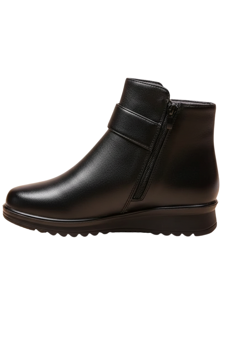 Mujer Botines con Cremallera Lateral y Forro de Pelo Sintético
