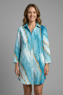 Mujer Beach Vestido con Hood y Manga Cortas