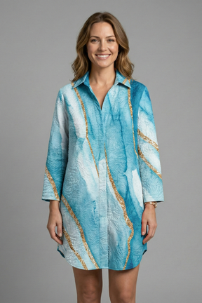 Mujer Beach Vestido con Hood y Manga Cortas