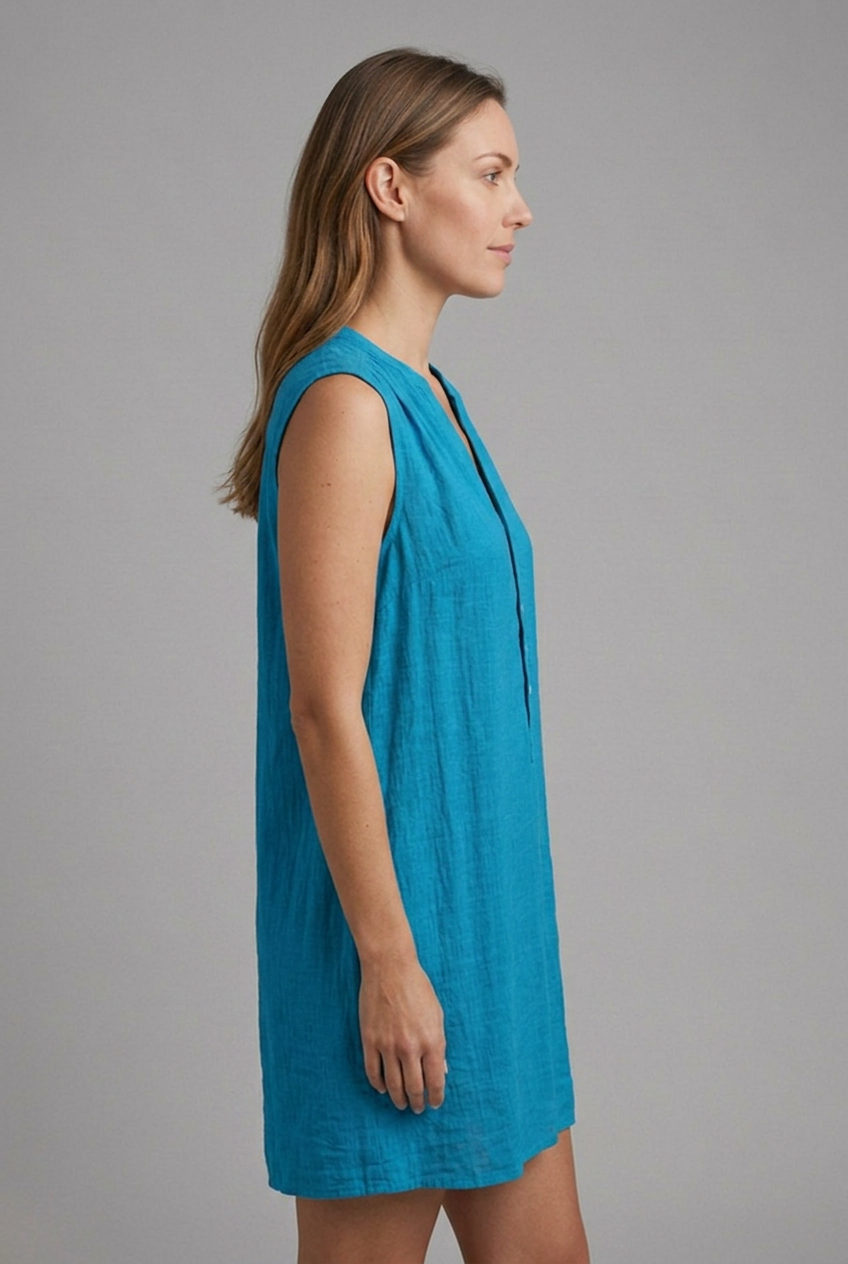 Mujer Beach Vestido con de Cuello en V y tapeta de botones