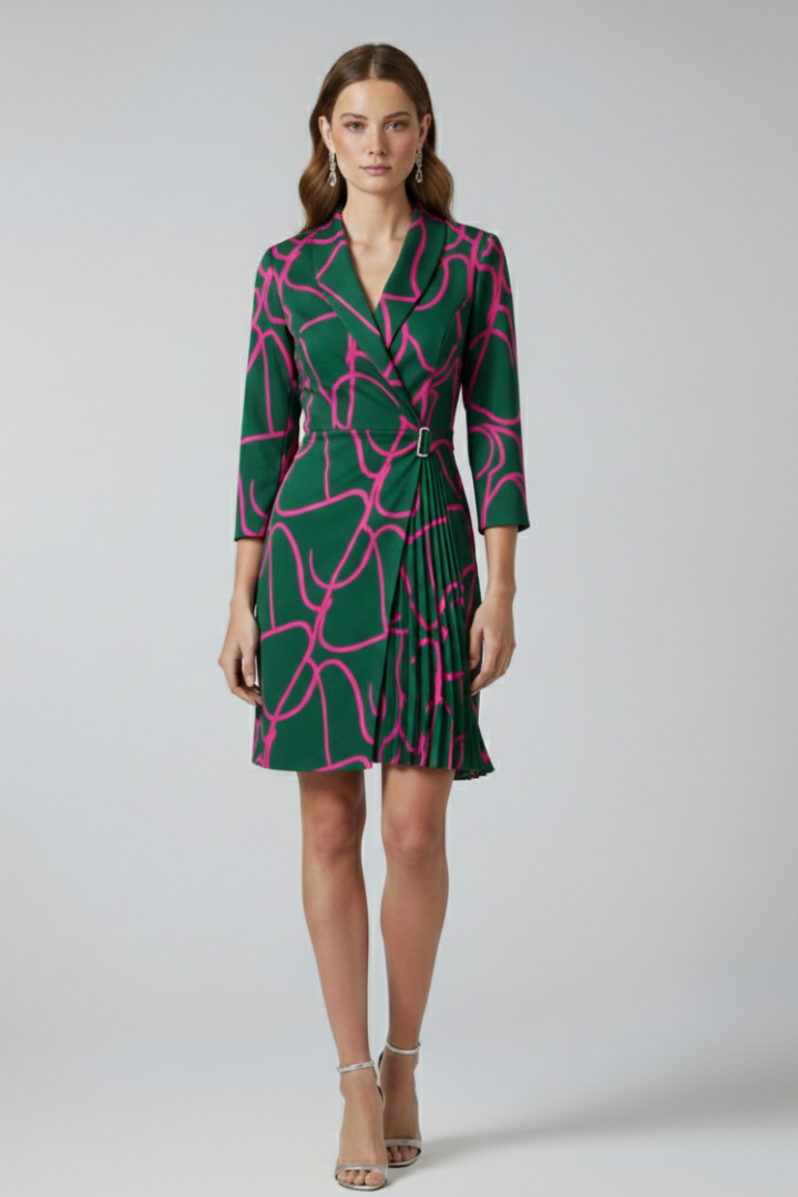 Mujer Vestido blazer con Notched cuello y Straight Hem
