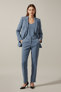 Mujer blazer y Pantalón conjunto con Notched Lapel y Straight Legs