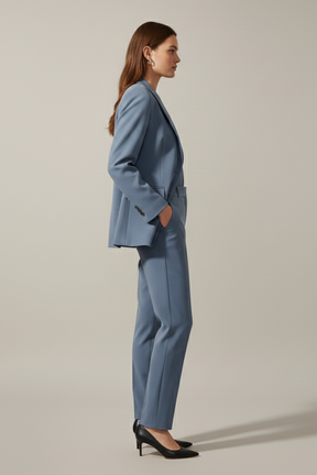 Mujer blazer y Pantalón conjunto con Notched Lapel y Straight Legs