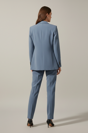 Mujer blazer y Pantalón conjunto con Notched Lapel y Straight Legs