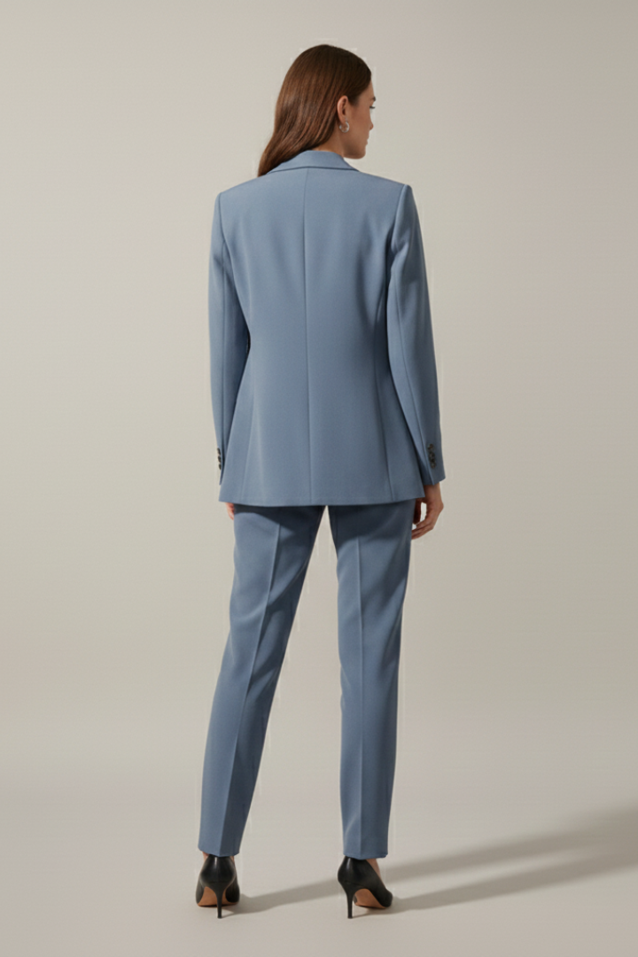 Mujer blazer y Pantalón conjunto con Notched Lapel y Straight Legs