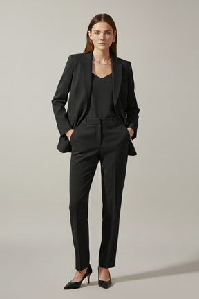 Mujer blazer y Pantalón conjunto con Notched Lapel y Straight Legs