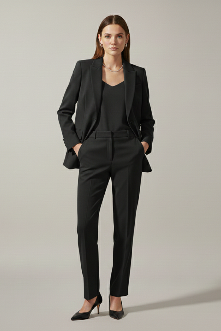 Mujer blazer y Pantalón conjunto con Notched Lapel y Straight Legs