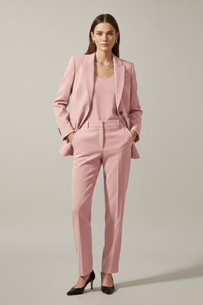 Mujer blazer y Pantalón conjunto con Notched Lapel y Straight Legs