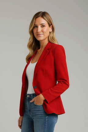 Mujer blazer con Notched Lapel y Single botón