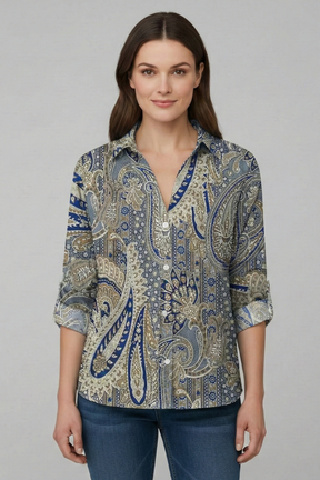 Mujer Blusa con cierre de botones y Floral Print