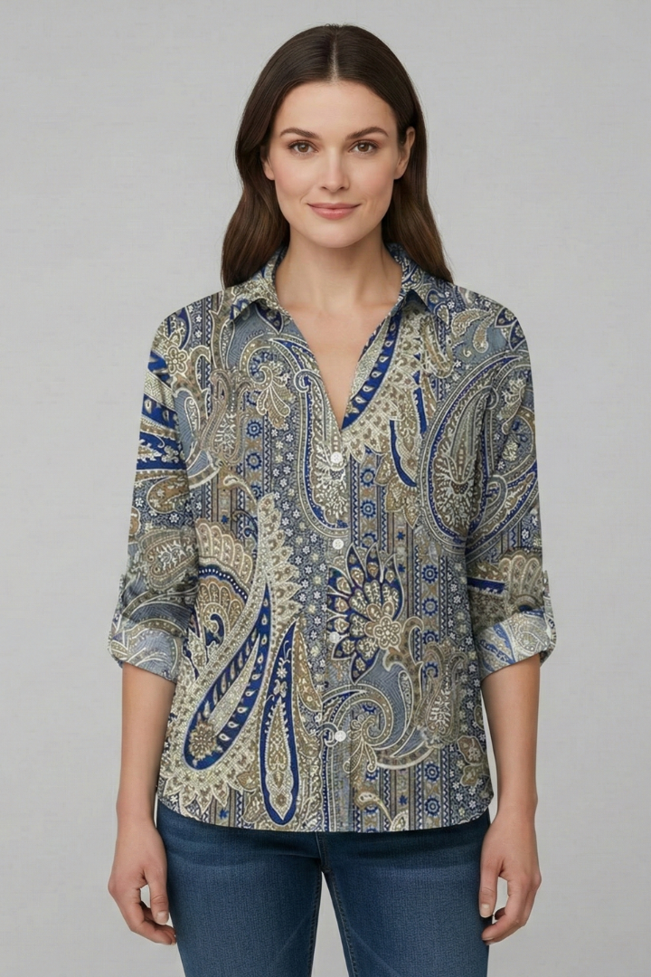Mujer Blusa con cierre de botones y Floral Print