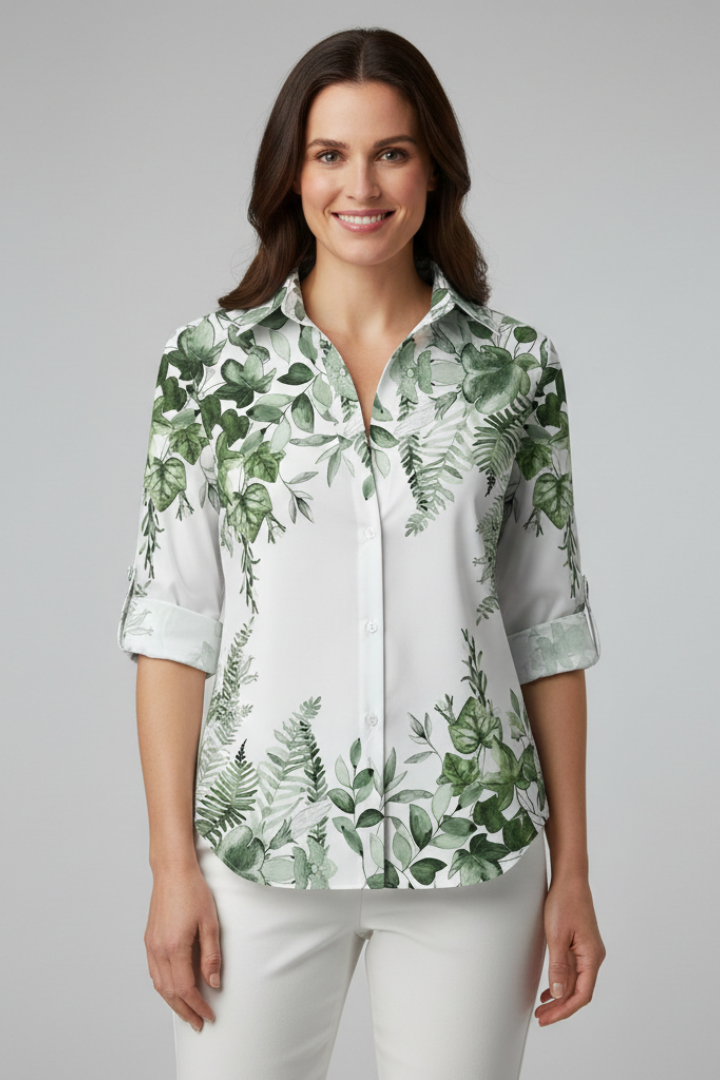 Mujer Blusa con cierre de botones y Leaf