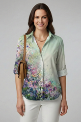 Mujer Blusa con cierre de botones y Leaf