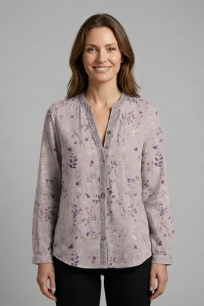 Mujer Blusa con cierre de botones y Manga Largas