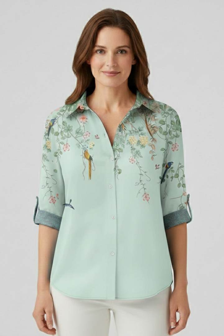 Mujer Blusa con cierre de botones y Mandala Print