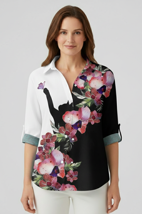 Mujer Blusa con cierre de botones y Mandala Print