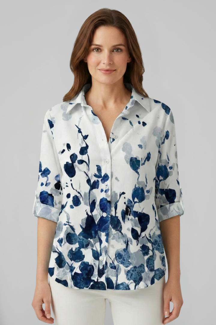 Mujer Blusa con cierre de botones y Mandala Print