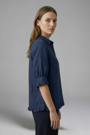 Mujer Blusa con cierre de botones y Manga Cortas