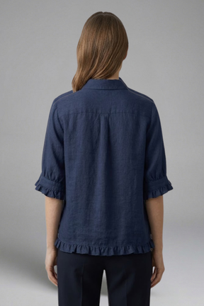 Mujer Blusa con cierre de botones y Manga Cortas