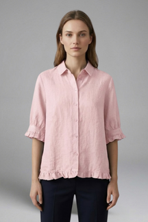 Mujer Blusa con cierre de botones y Manga Cortas